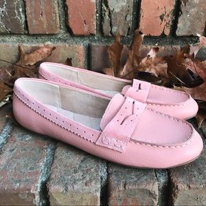 [Land’s Ends] Pink Leather Slip On Penny Loafers
